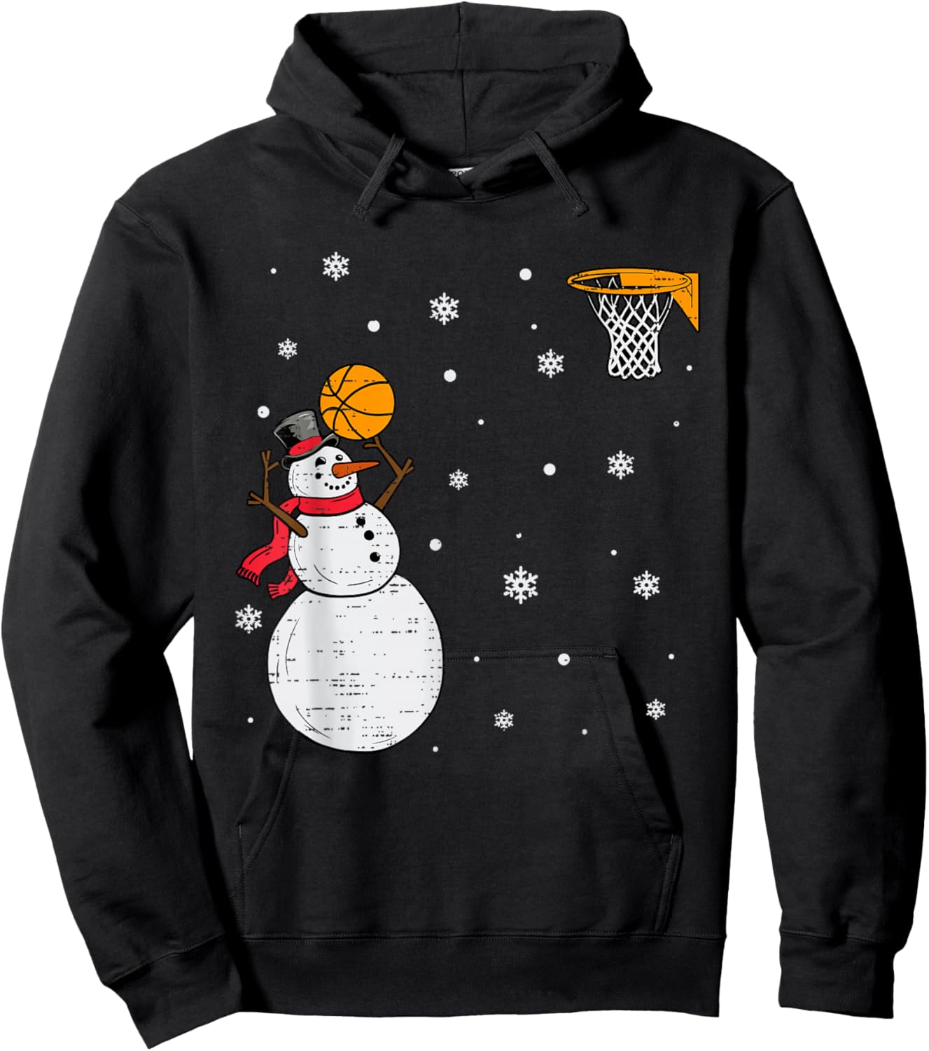 Funny Snowman Basketball Christmas Xmas Sports Men Boys Kids Hoodie - Hoodie | Black