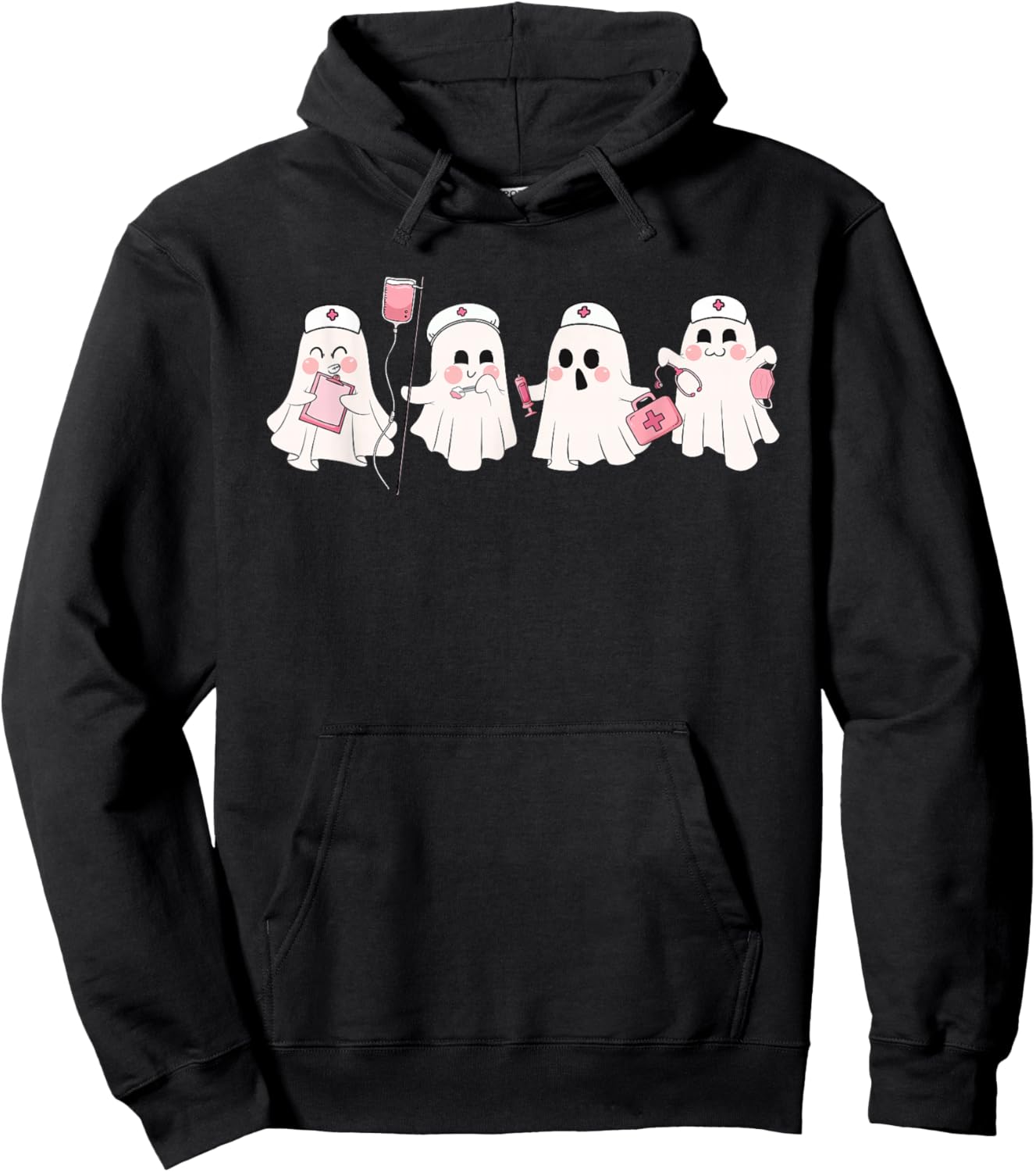Funny Ghost Spooky Nurse Halloween Cute RN Nurse Hoodie - Hoodie | Black