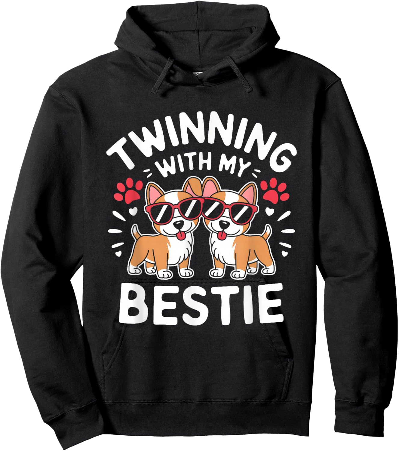 Twinning With My Bestie Dog Cute Friends Matching Hoodie - Hoodie | Black