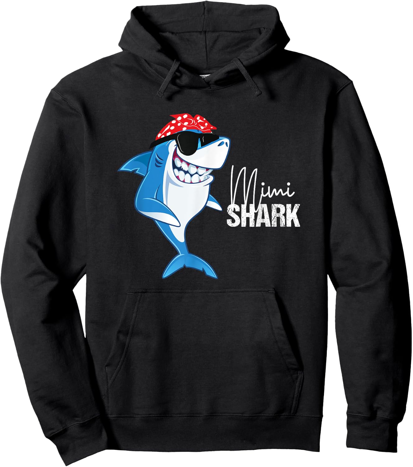 Funny Mimi Shark Wearing Sunglasses Bandana Grandma Women Hoodie - Hoodie | Black
