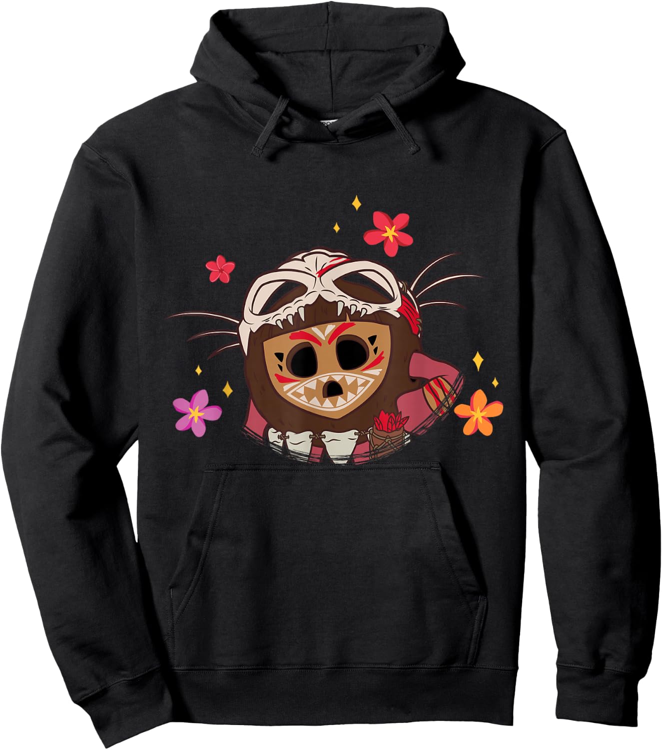 Disney Moana 2 Big Face Kotu Tropical Flowers Costume Hoodie - Hoodie | Black