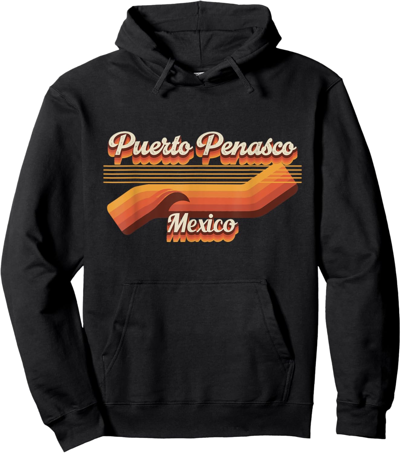 Retro Puerto Penasco 80s Outfit - Puerto Penasco Beach Hoodie - Hoodie | Black