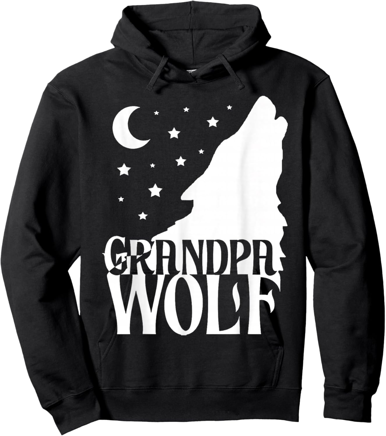 Grandpa Wolf Gift Matching Family Tribe Wolves Moon Hoodie - Hoodie | Black