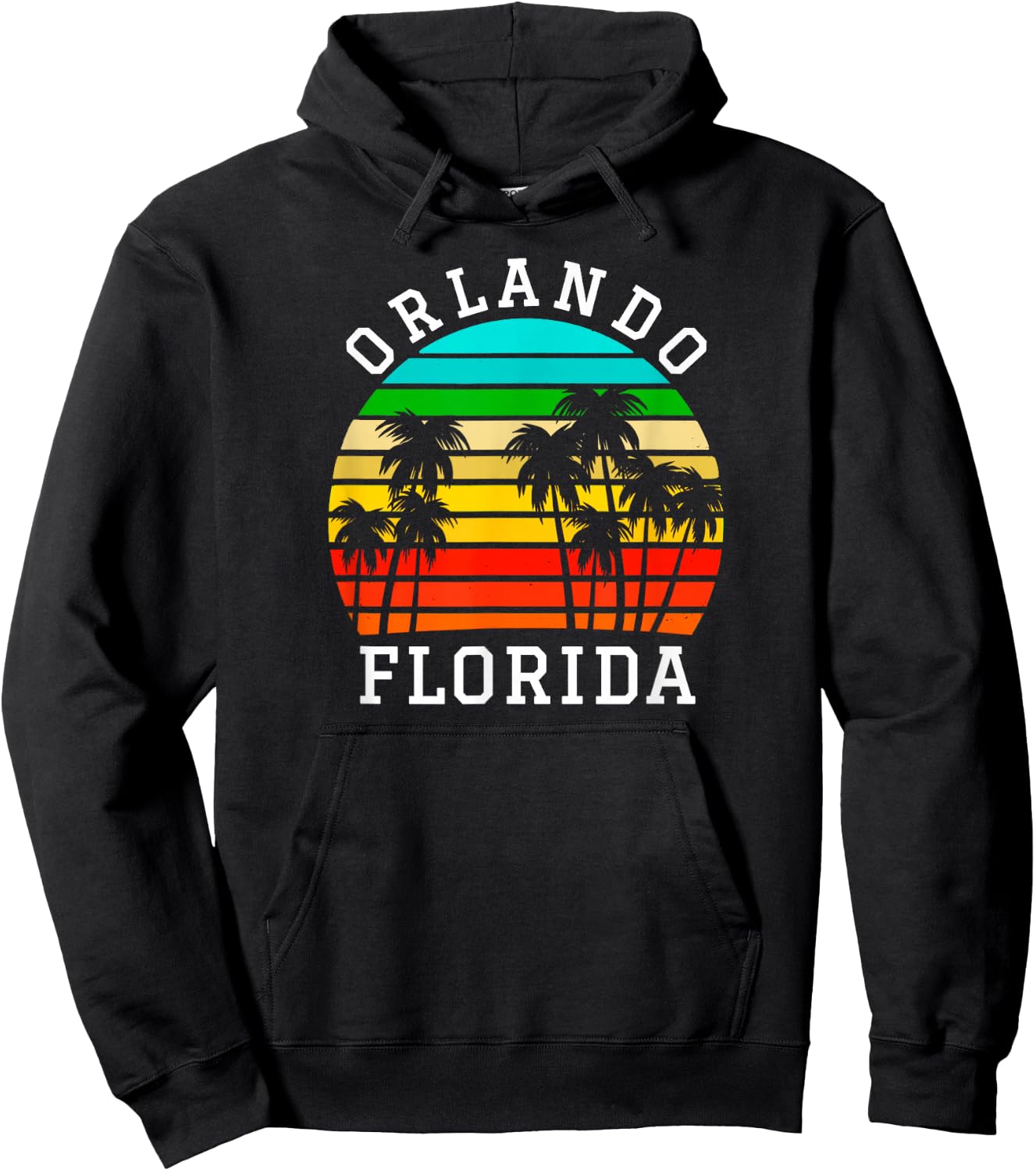 Orlando Florida Shirt Matching Florida Palm Trees Sunset Hoodie - Hoodie | Black