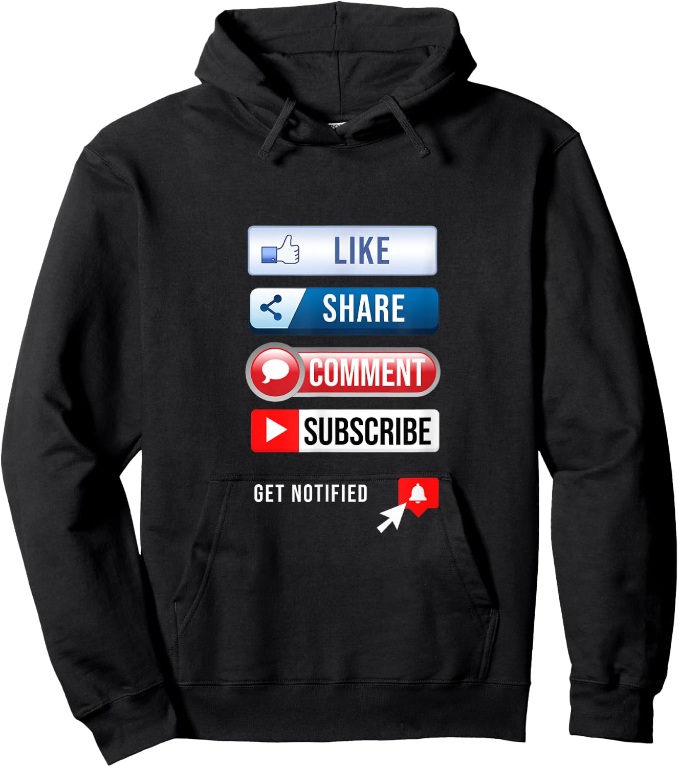 Social Media Like Share Comment Subscribe Vlogger Hoodie - Hoodie | Black