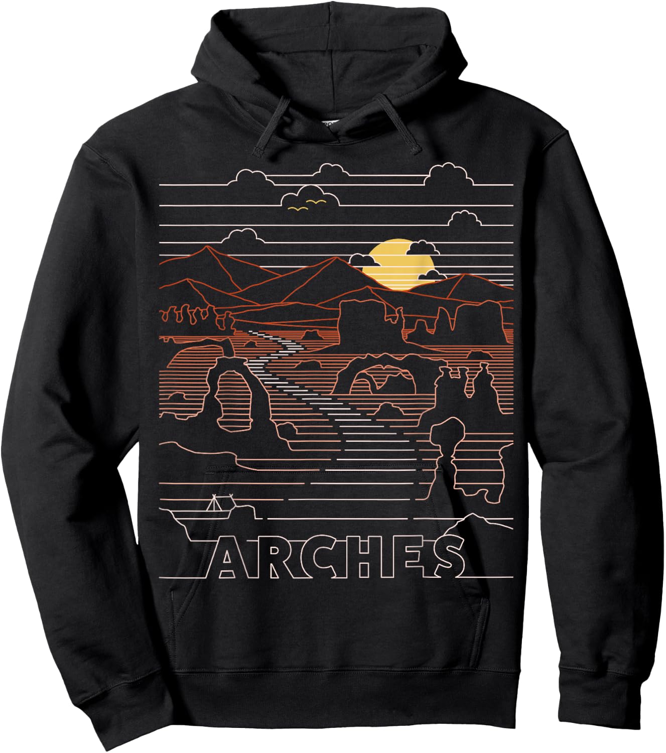 Vintage Retro Arches National Park - Delicate Arch Moab Utah Hoodie - Hoodie | Black