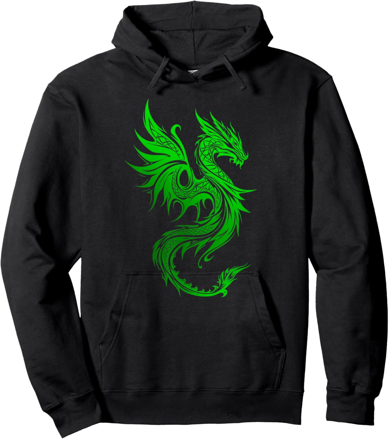 Beautiful Celtic Irish Green Tribal Dragon Fantasy Art Hoodie - Hoodie | Black