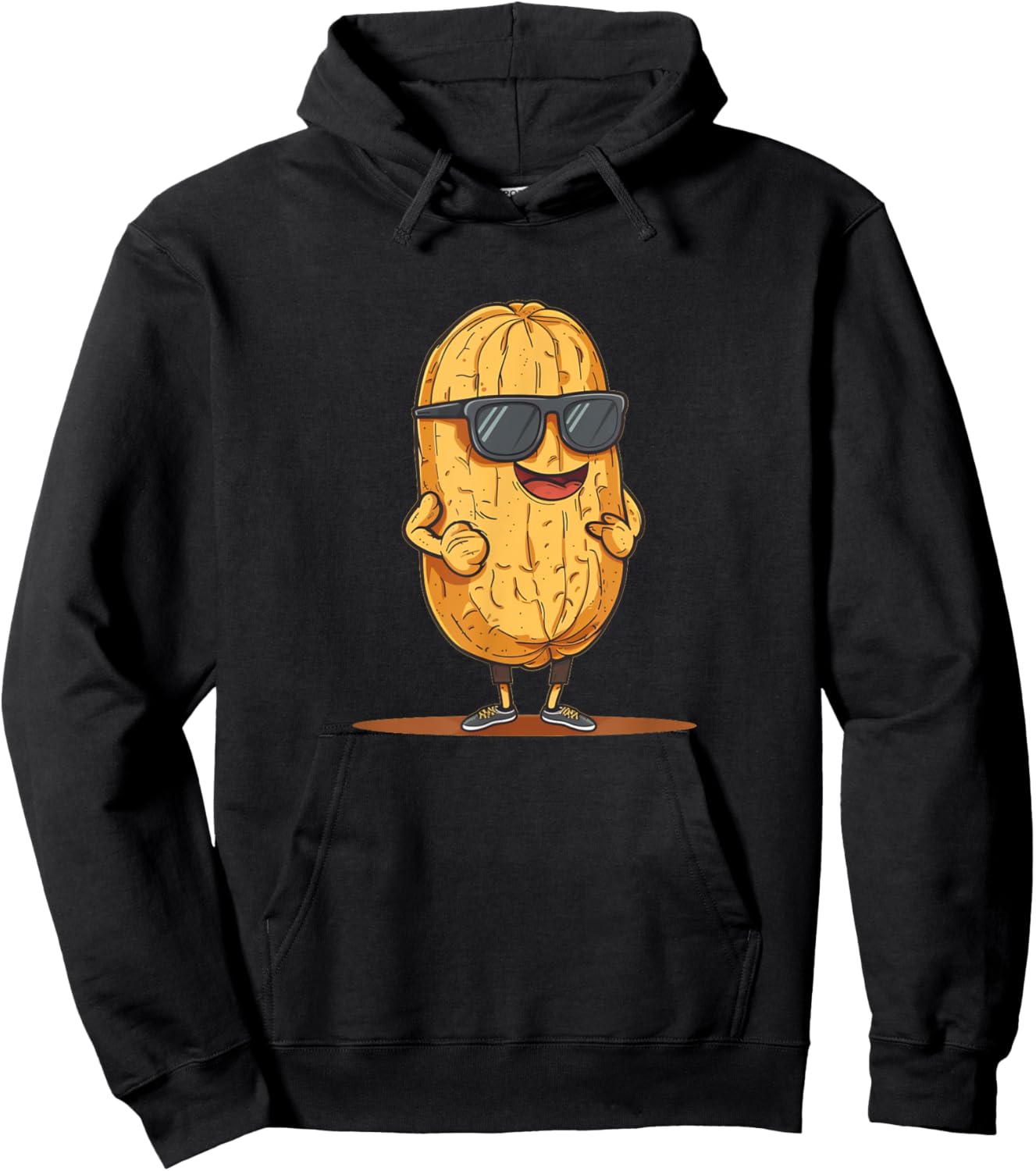 Happy peanut with big laughing and sunglasses Hoodie - Hoodie | Black