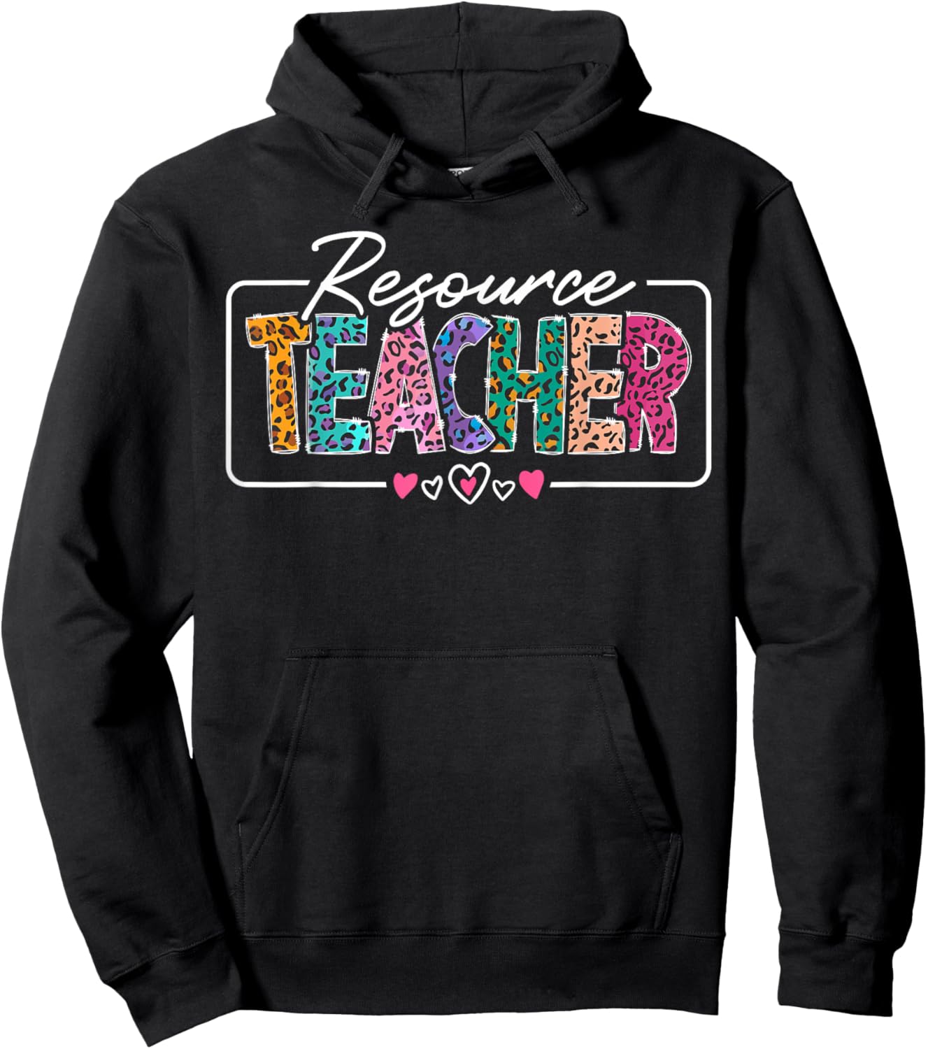 Resource Teacher Appreciation Heart Leopard Women Hoodie - Hoodie | Black
