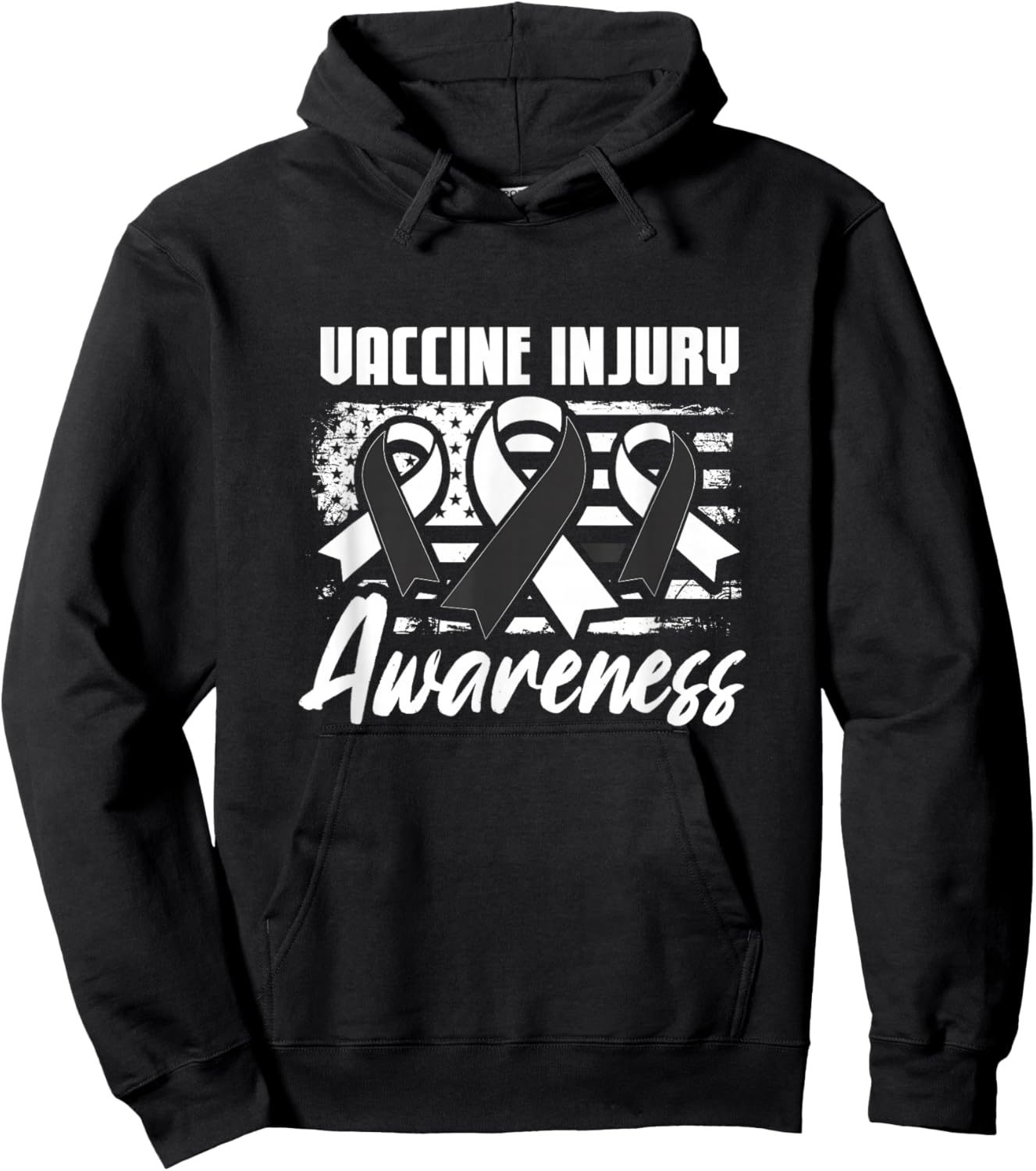 Patriotic Vaccine Injury Awareness Men Hoodie - Hoodie | Black