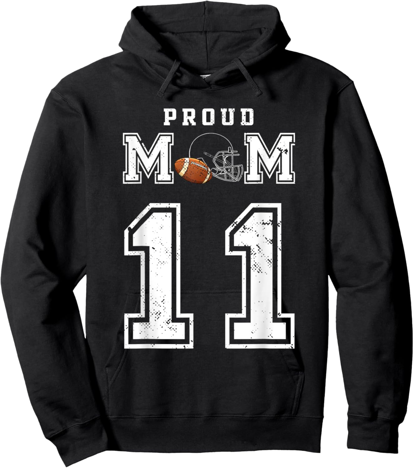 Custom Proud Football Mom Number 11 Personalized Hoodie - Hoodie | Black