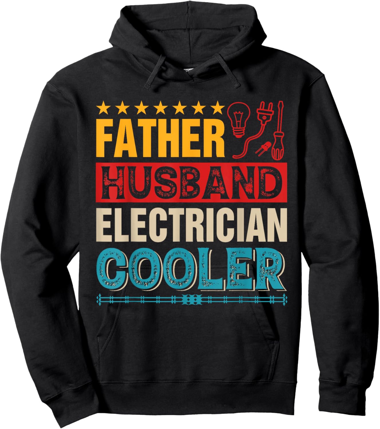 Vintage Father Husband Electrician Proud Job Father's Day Hoodie - Hoodie | Black