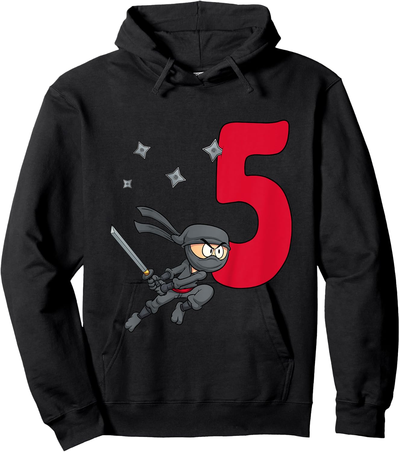 Kids 5th Birthday Boy Gift Ninja Shirt For Boys five Years Hoodie - Hoodie | Black