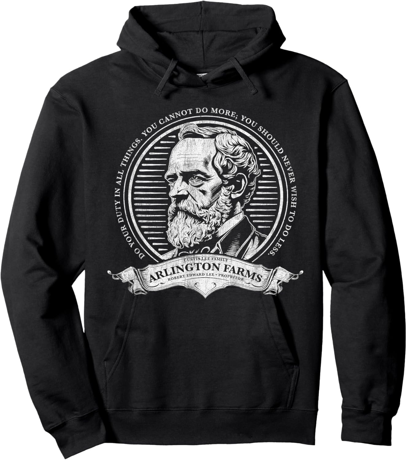 Vintage Fade Arlington Farms - Clever Robert E. Lee Hoodie - Hoodie | Black