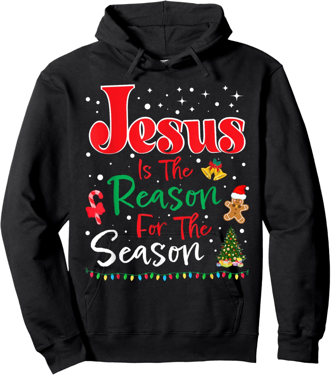 Jesus Is The Reason for The Season Christmas Family Pajamas Hoodie - Hoodie | Black