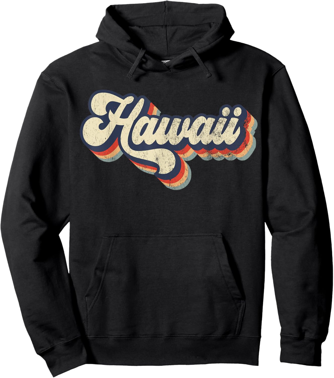 Hawaii Home State USA 70s Vintage Retro Distressed Hoodie - Hoodie | Black