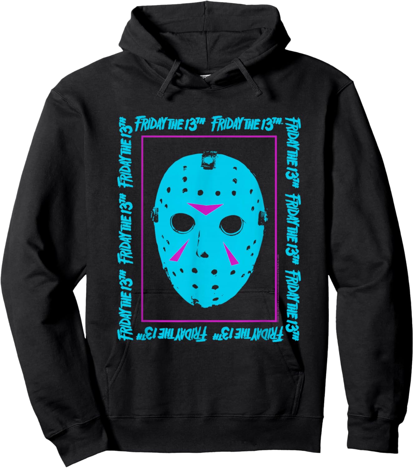 Friday The 13th Blue Mask Neon Summerween Horror Movie Hoodie - Hoodie | Black