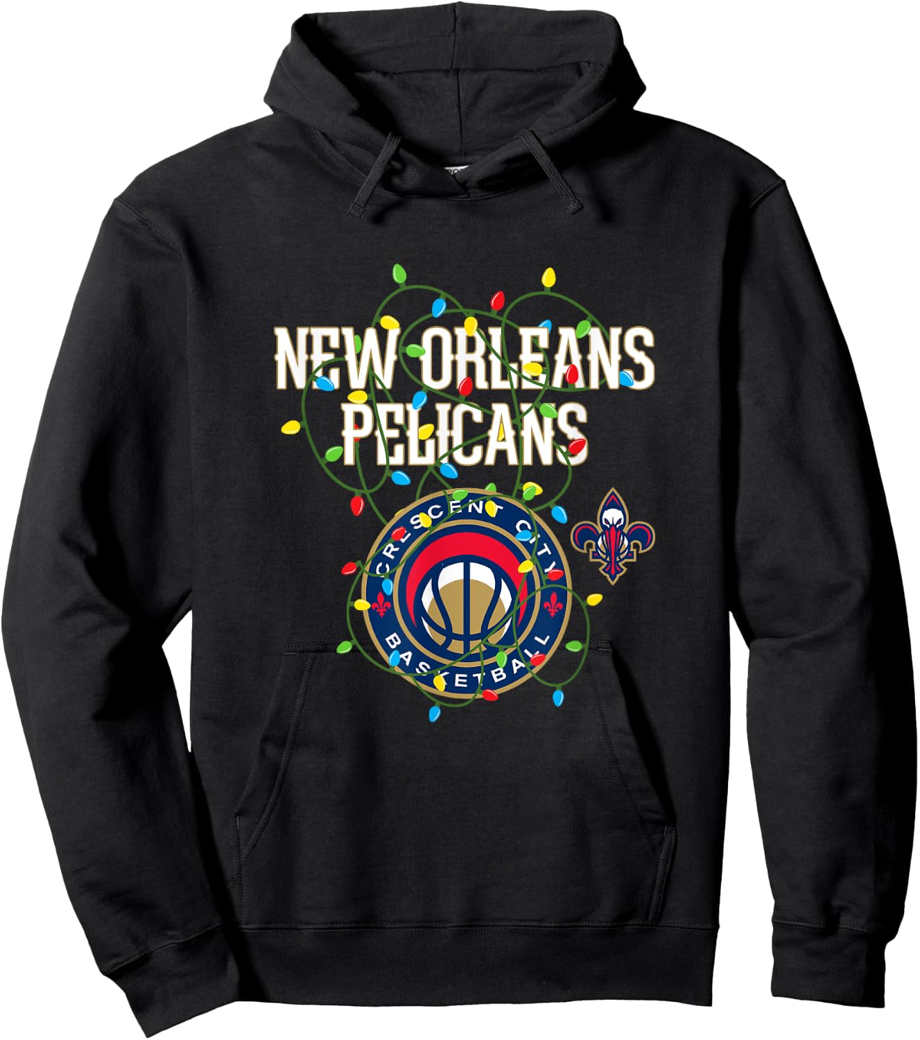 NBA New Orleans Pelicans Christmas Lights Holiday Hoodie - Hoodie | Black