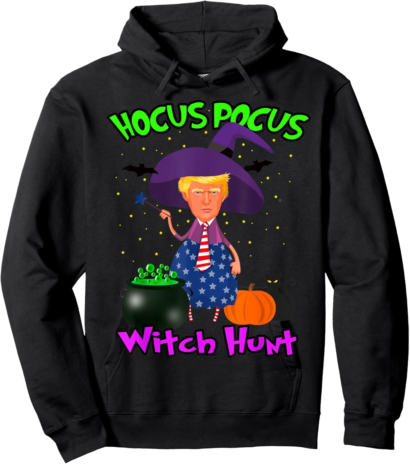President Trump Witch Hunt Hocus Pocus Halloween Trick Treat Hoodie - Hoodie | Black