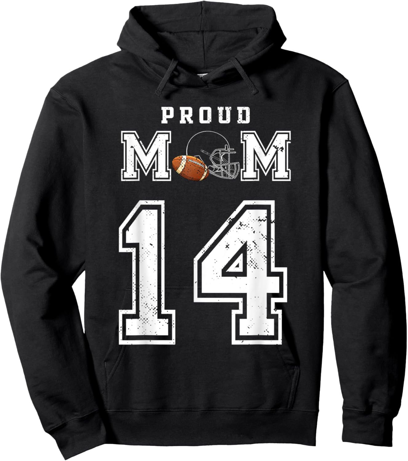Custom Proud Football Mom Number 14 Personalized Hoodie - Hoodie | Black