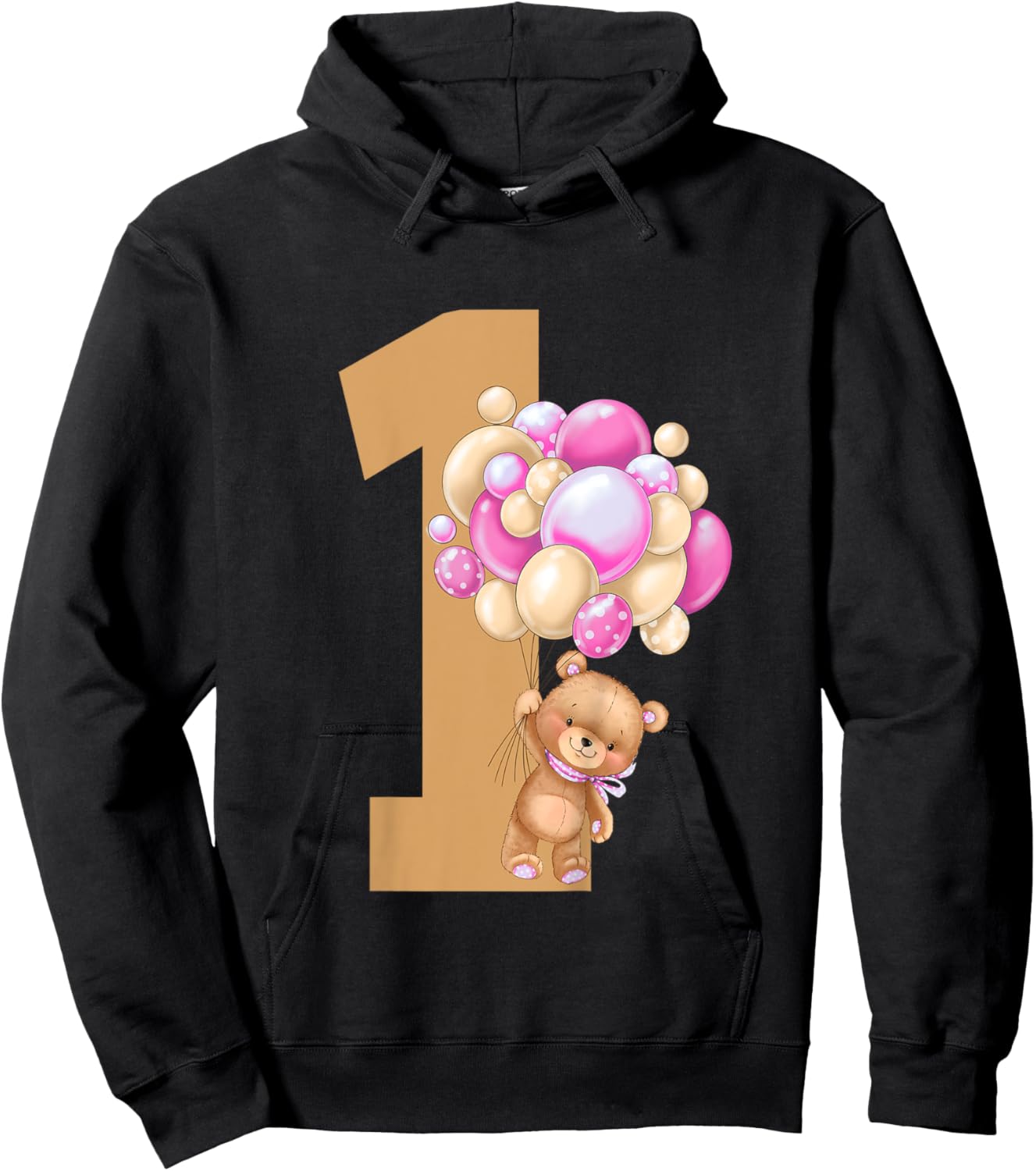 Kids Beary First Birthday Teddy Bear 1st Birthday Girl Matching Hoodie - Hoodie | Black