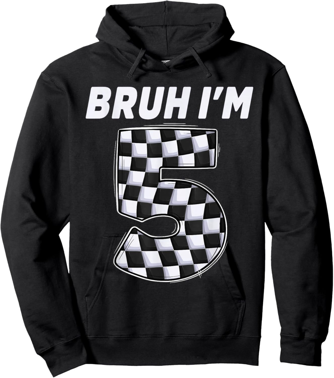 Bruh i'm 5 year old Boy two car racing 5th birthday race car Hoodie - Hoodie | Black