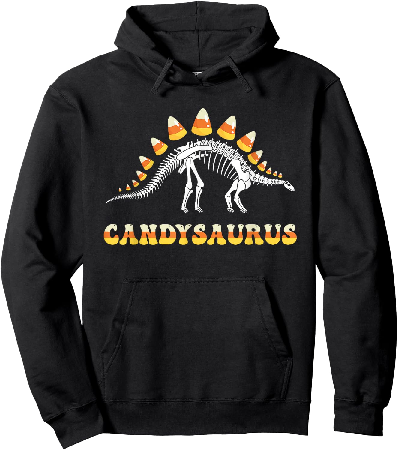 Funny Candysaurus Candy Corn Toddler Kid Dinosaur Halloween Hoodie - Hoodie | Black