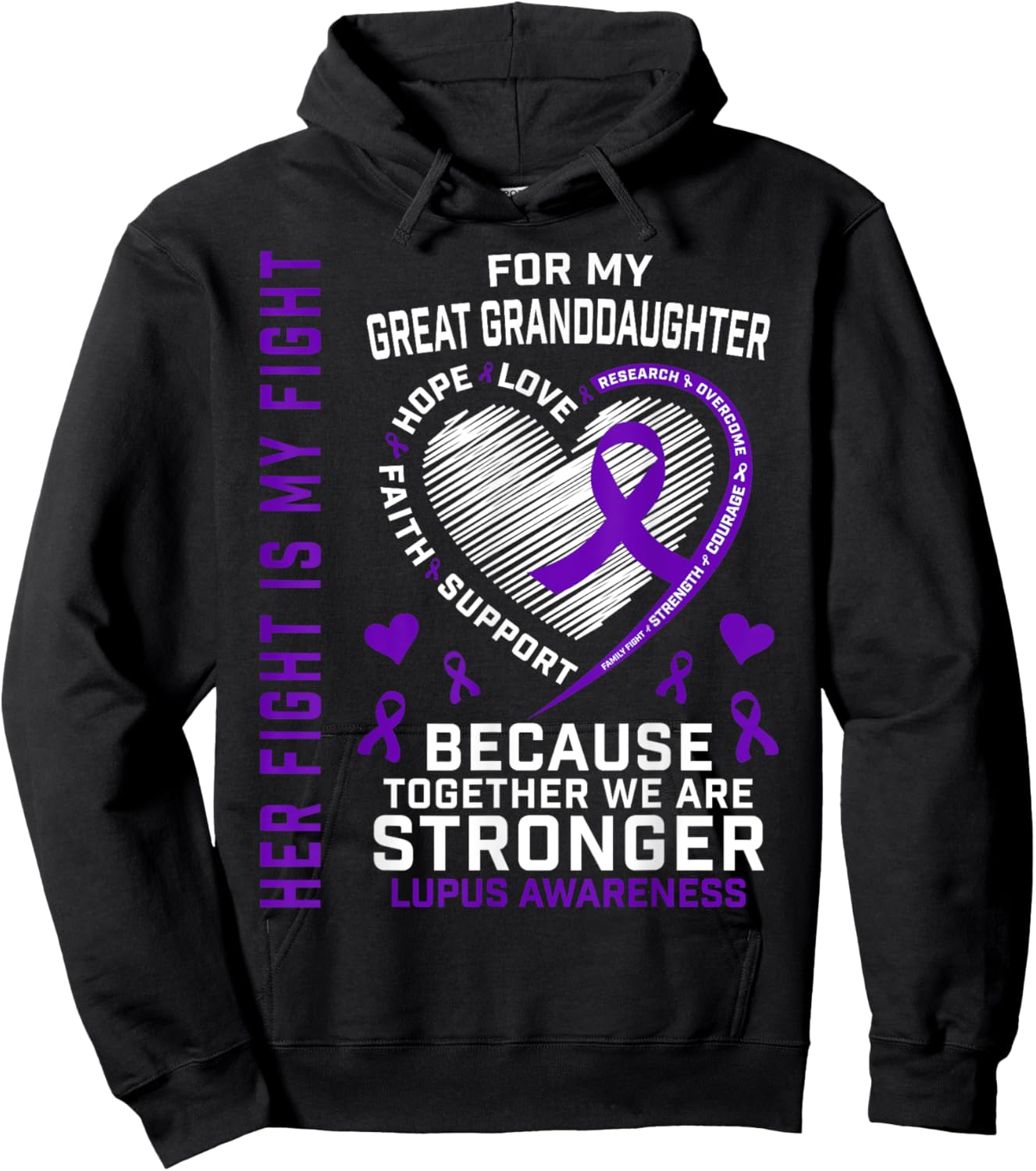 Purple Her Fight Great Granddaughter Lupus Awareness Month Hoodie - Hoodie | Black