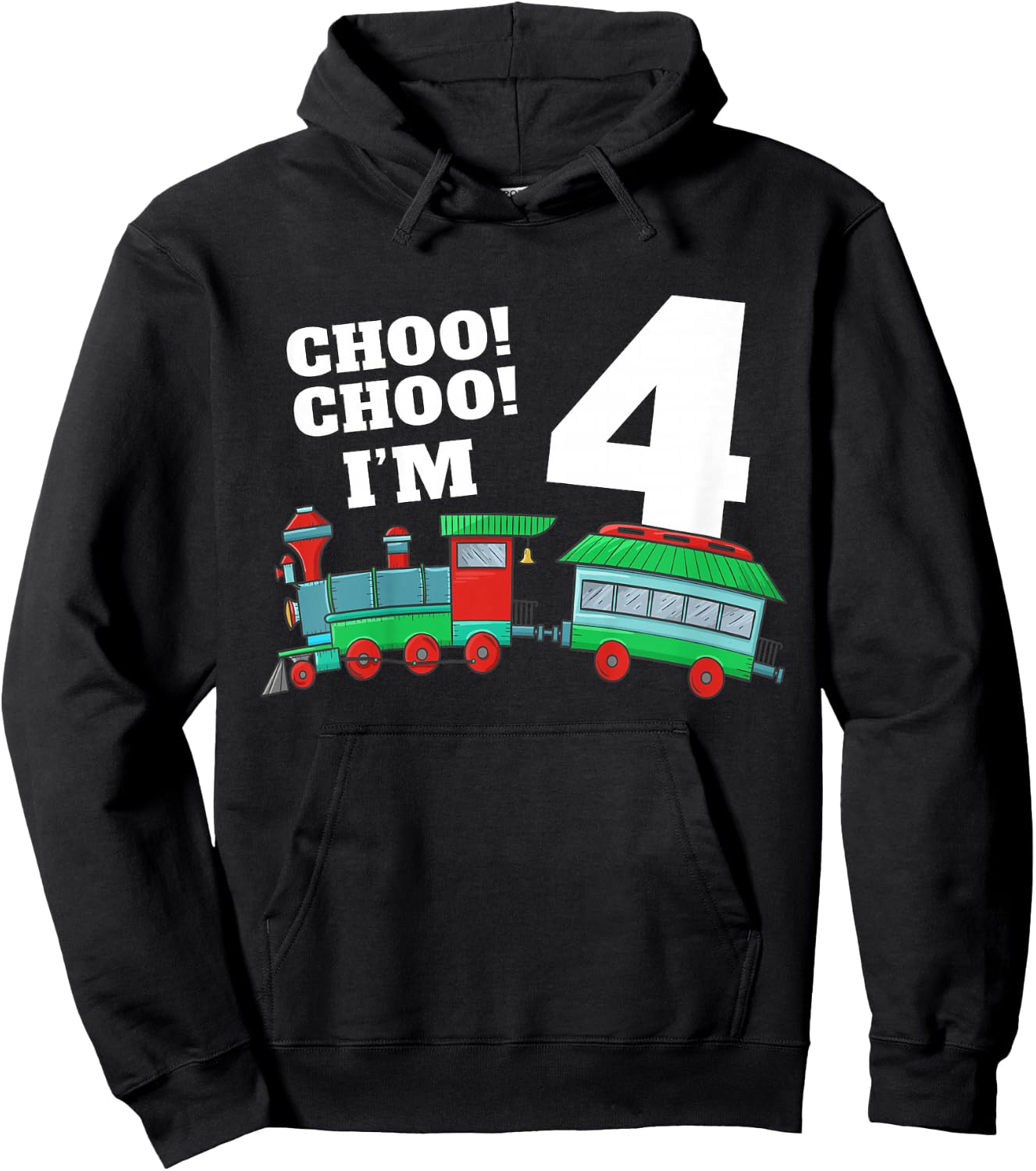 Kids Train 4th Birthday Boy Train 4 Year Old Four Hoodie - Hoodie | Black