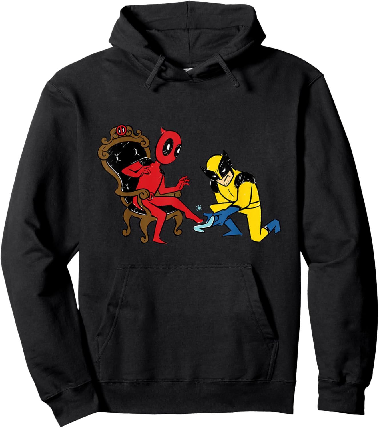 Marvel Deadpool & Wolverine Cinderella Glass Slipper Funny Hoodie - Hoodie | Black