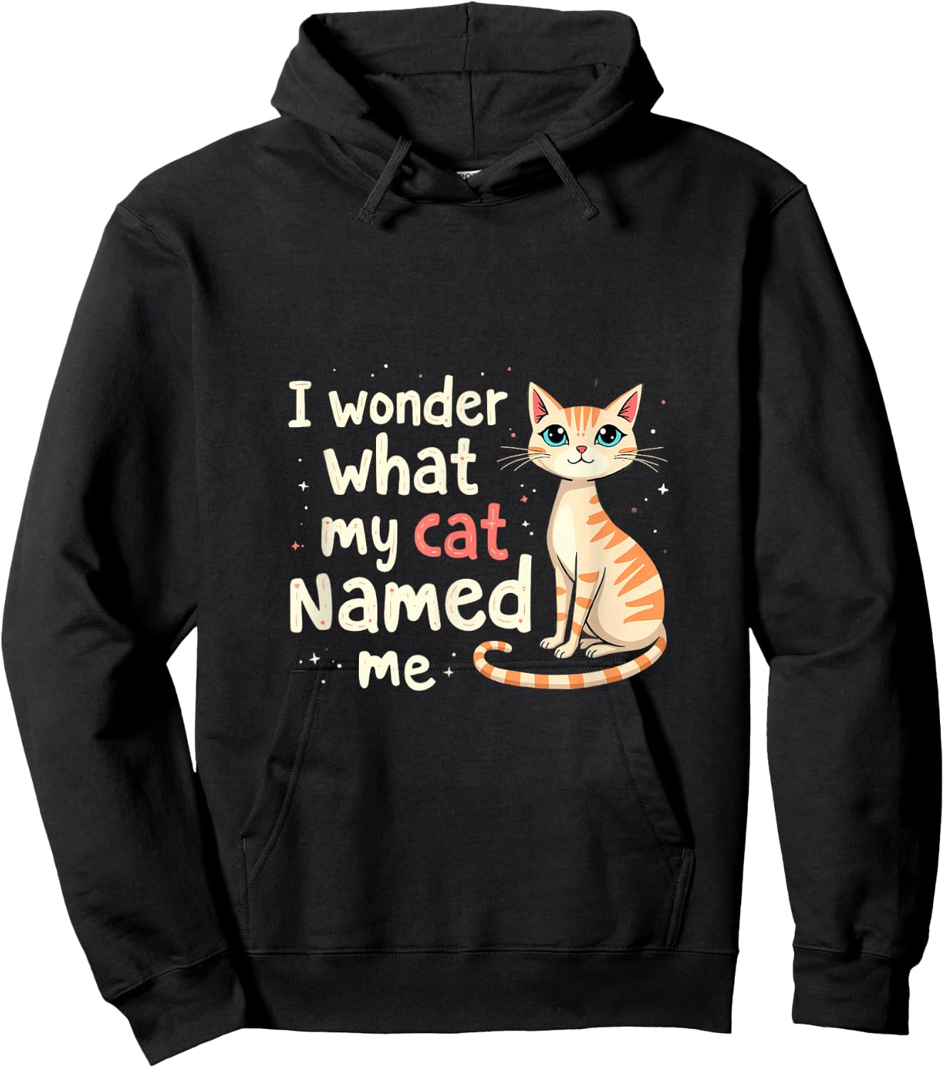 I Wonder What My Cat Named Me Funny Cat Hoodie - Hoodie | Black