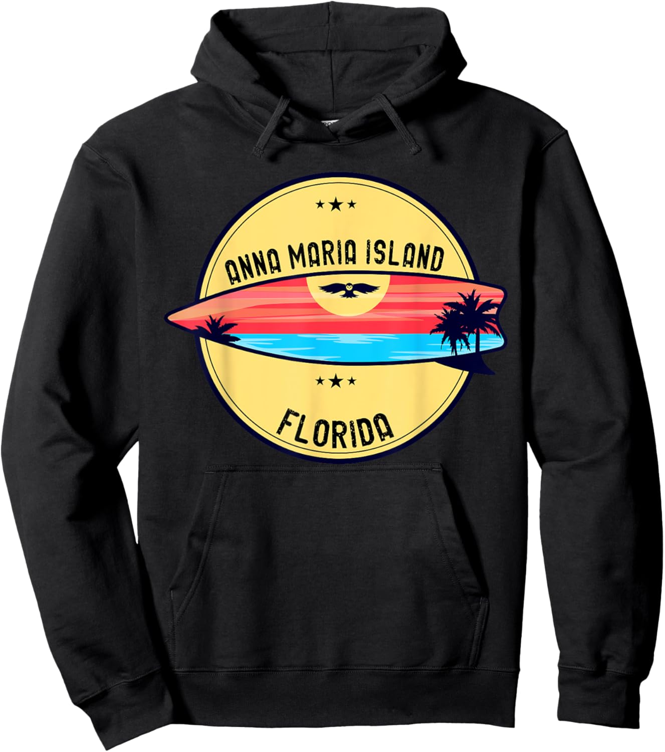 Retro Anna Maria Island Beach Florida Beach Surfboard Men Women Kids Hoodie - Hoodie | Black
