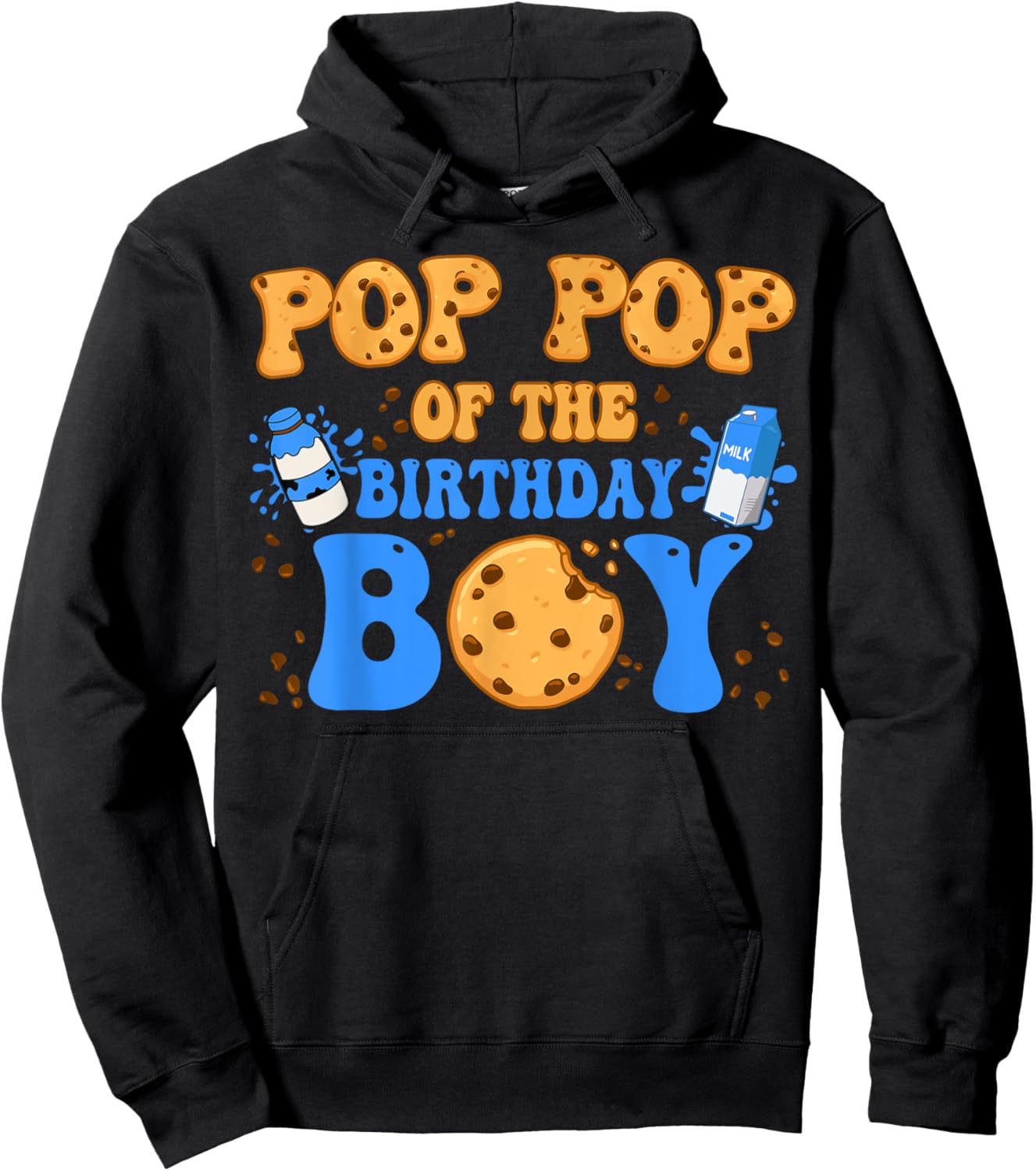 Pop Pop Of The Birthday Boy Milk and Cookies Lover Hoodie - Hoodie | Black