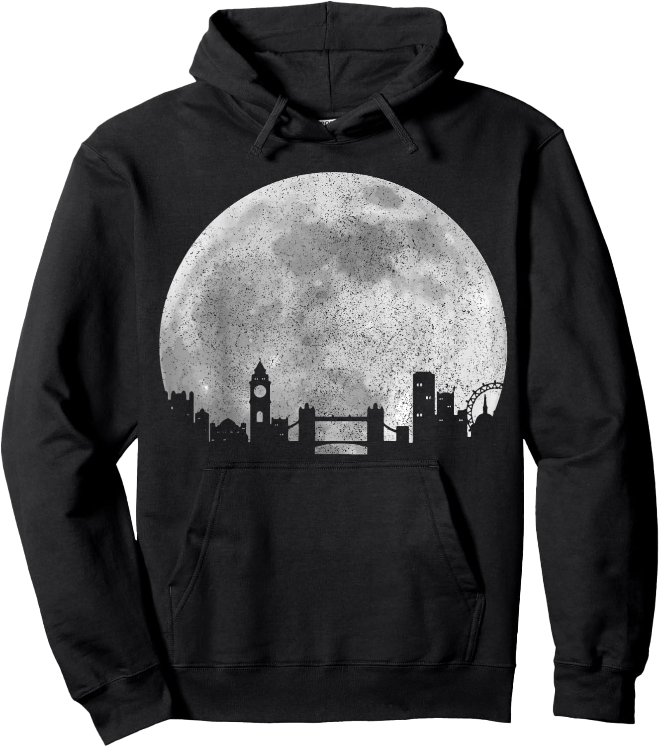 London Skyline Moon UK Vintage Great Britain England London Hoodie - Hoodie | Black