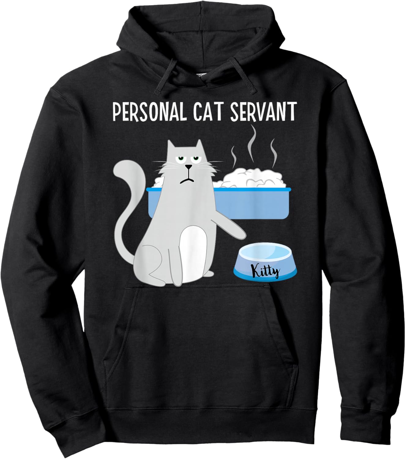 Funny Cat Lover Personal Cat Servant Cute Hilarious Cat Women Kids Hoodie - Hoodie | Black