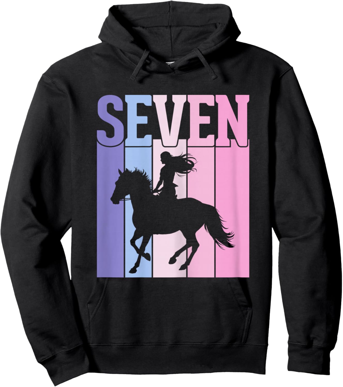 Seven Years Old Horse Lover 7th Birthday Party Girls Hoodie - Hoodie | Black