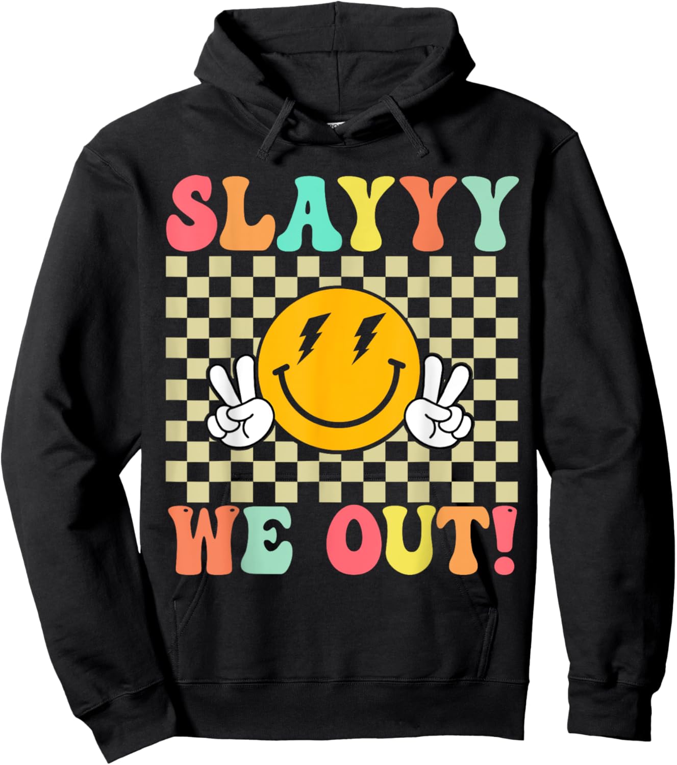 Slay We out Girls Retro Groovy Last Day of School Summer Hoodie - Hoodie | Black