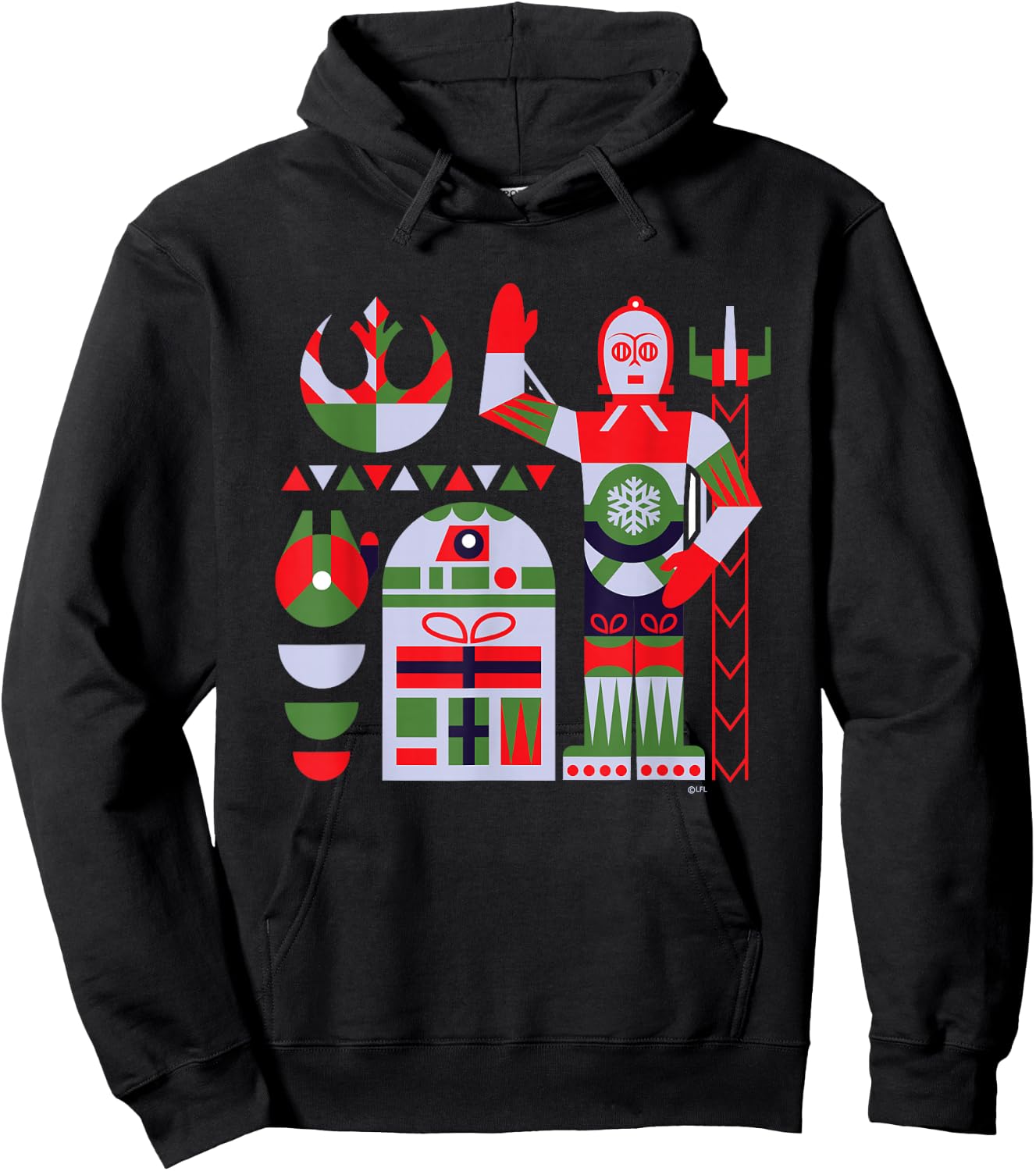 Star Wars R2-D2 and C-3PO Nordic Print Christmas Holiday Hoodie - Hoodie | Black