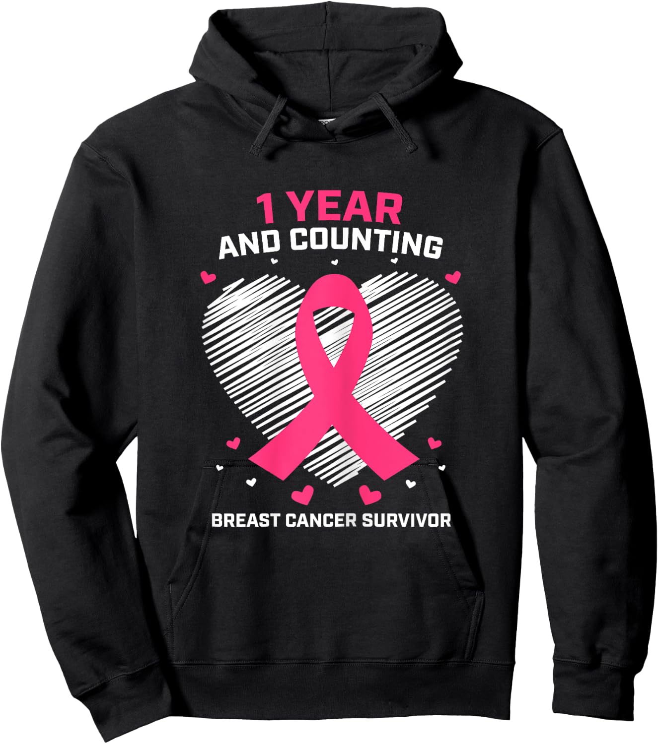 1 Year Cancer Free Pink Breast Cancer Survivor Gifts Women Hoodie - Hoodie | Black