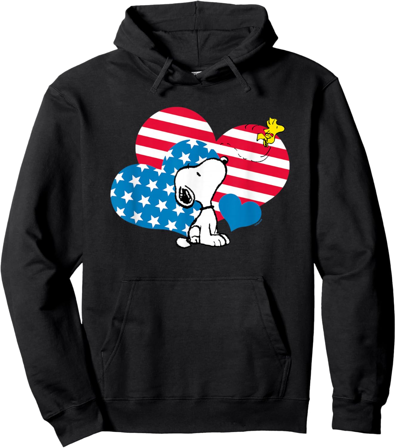 Peanuts - Snoopy Flag Hearts Hoodie - Hoodie | Black