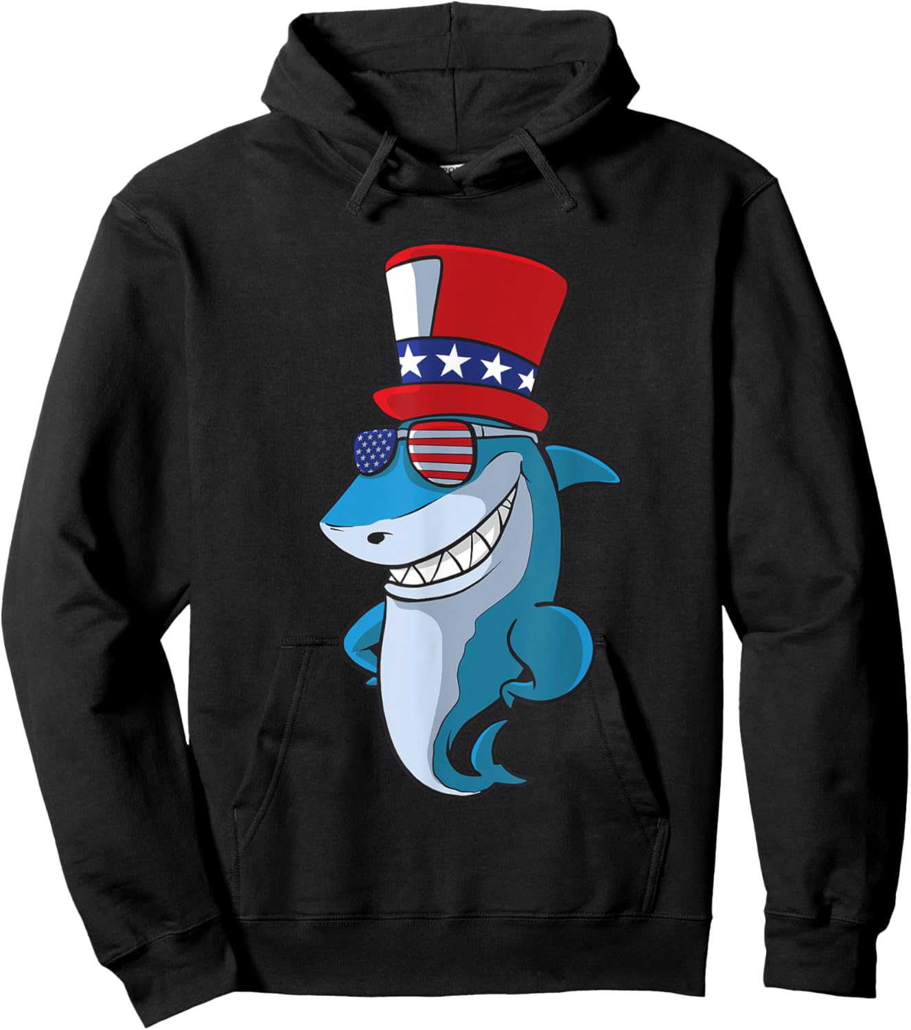 Cute Shark 4th Of July Independence Day America USA Hoodie - Hoodie | Black