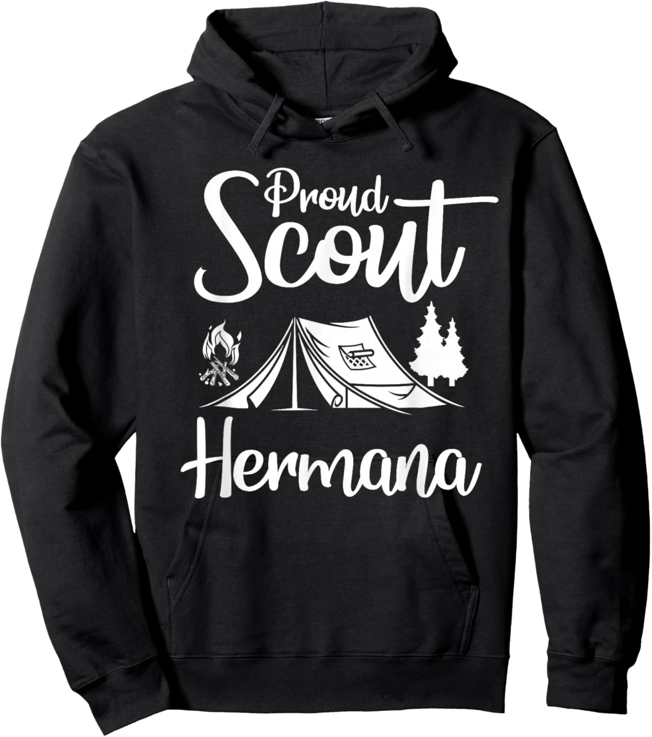 Proud Scout Hermana Camping Scouting Tent Scout Sis Leader Hoodie - Hoodie | Black