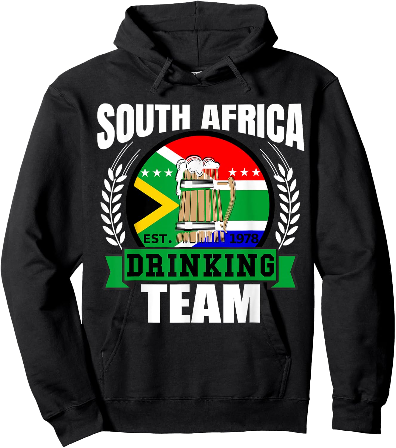 South Africa Drinking Team Funny African Flag Party Gift Hoodie - Hoodie | Black
