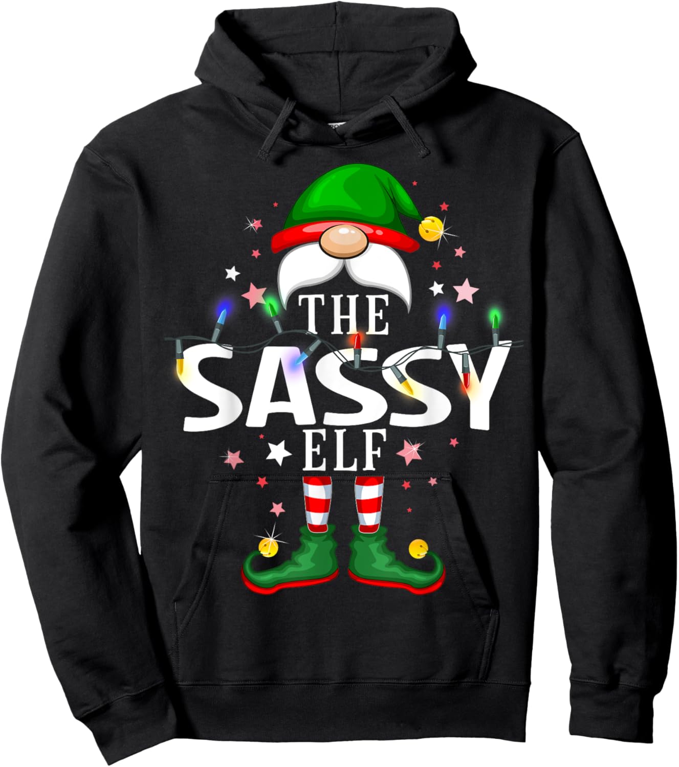 The Sassy Elf Christmas Family Pajama Party Hoodie - Hoodie | Black