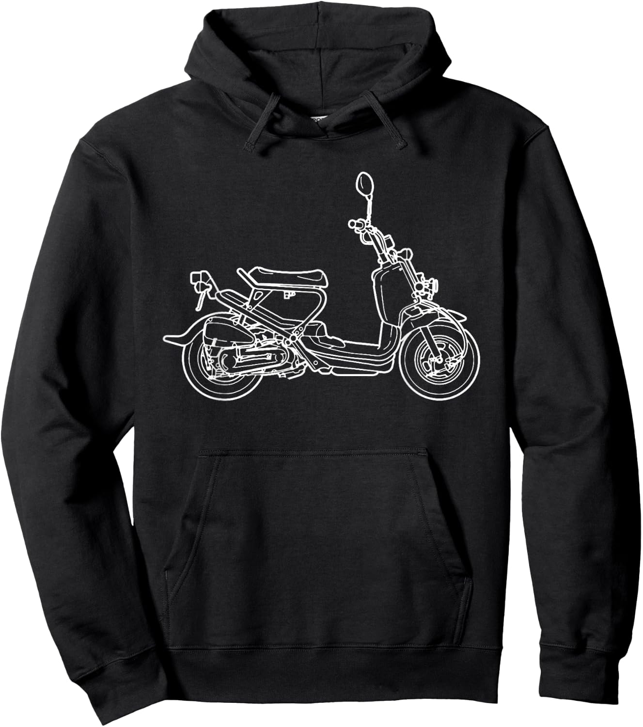 Gizmoto Ruckus Outlined Motorcycle Artwork - Black, -Adults, Small, Short Sleeve, Cotton 60% Polyester 40% Hoodie - Hoodie | Black