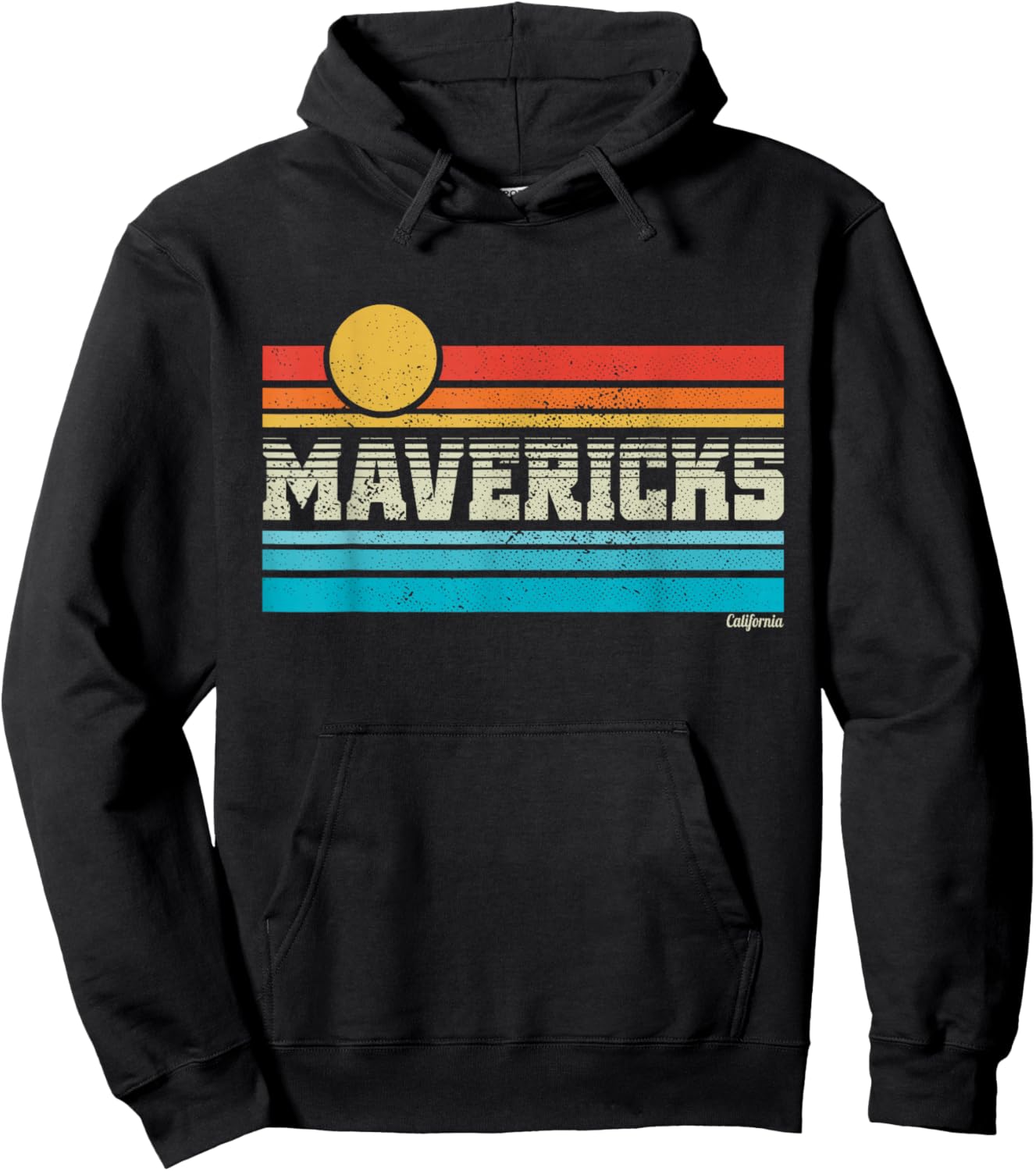 Mavericks California Retro Sunset Surf Trip I Love Surfing Hoodie - Hoodie | Black