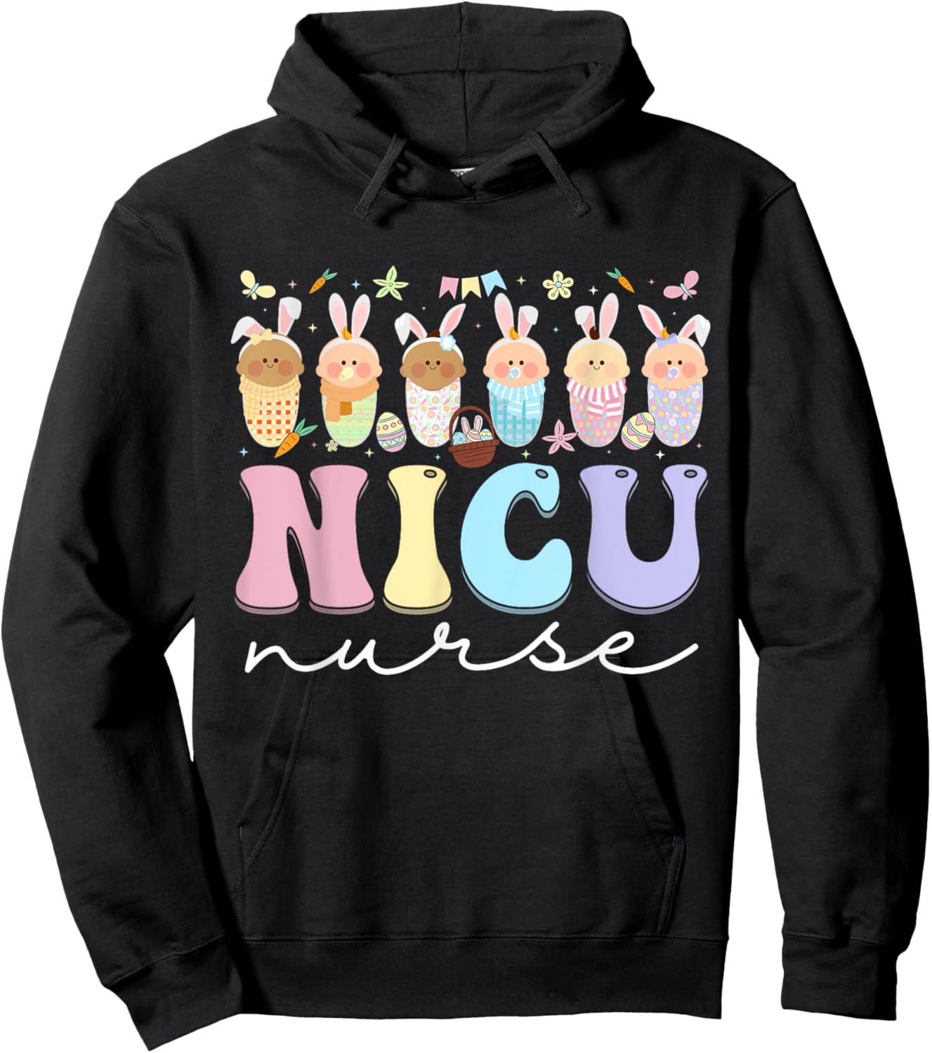 NICU Nurse Easter Bunny Neonatal Intensive Care Unit Easter Hoodie - Hoodie | Black
