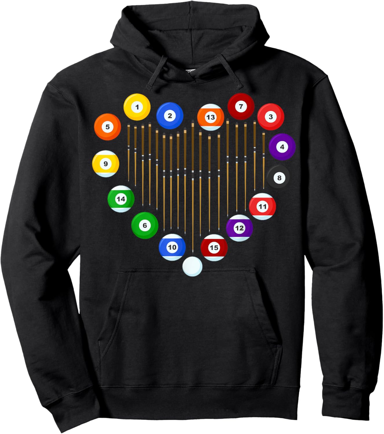 Love Billiard Pool Billiard Ball Billiard Player Lover Heart Hoodie - Hoodie | Black