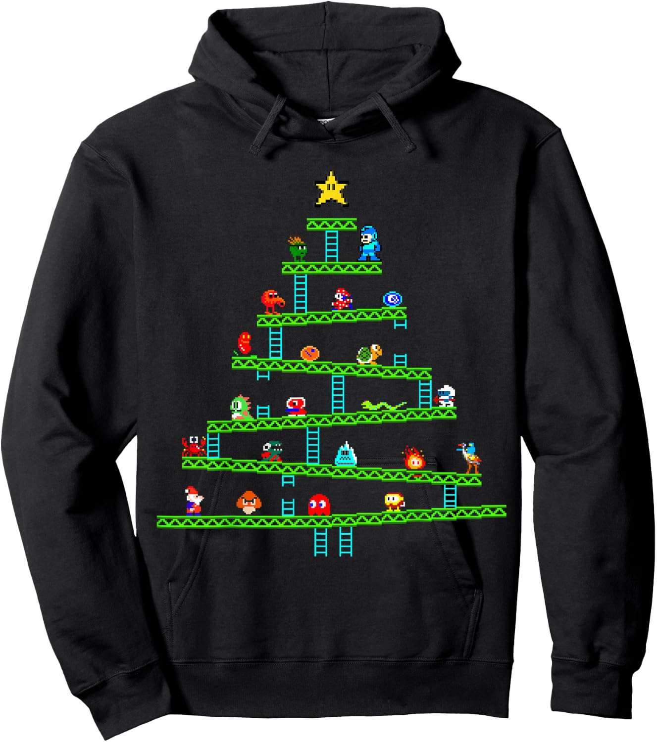 8 Bit Retro Gaming Christmas Tree Hoodie - Hoodie | Black