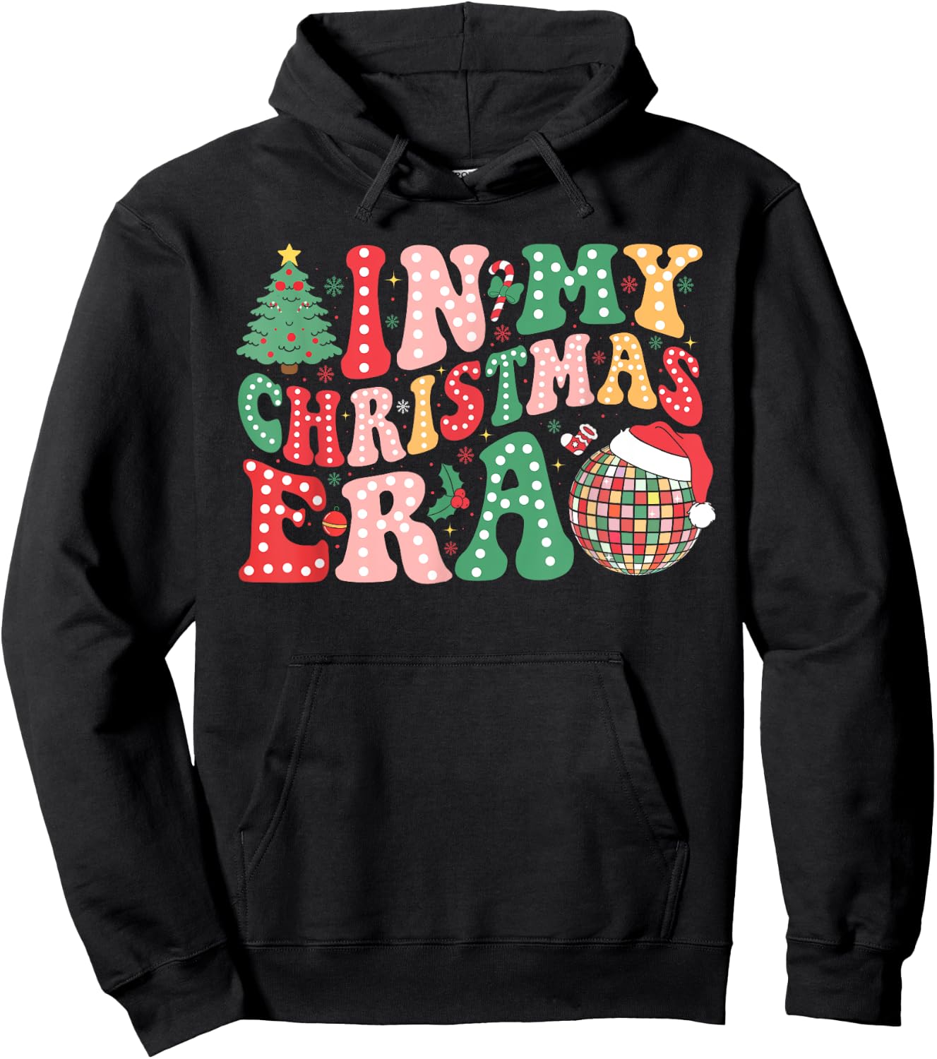 In My Christmas Era Funny Santa Hat Xmas Family Men Women Hoodie - Hoodie | Black